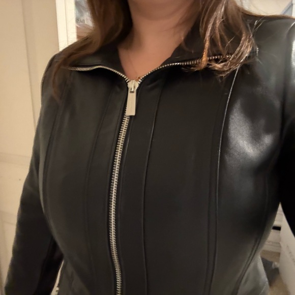 Women's Black Michael Kors Leather Jacket - Picture 8 of 8